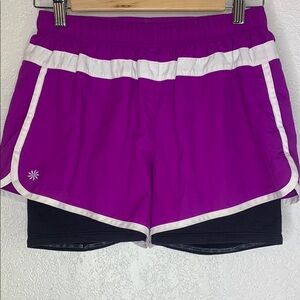 Athleta Purple Running Shorts XS Built In Liner Athletic Dolphin Hem tennis prep
